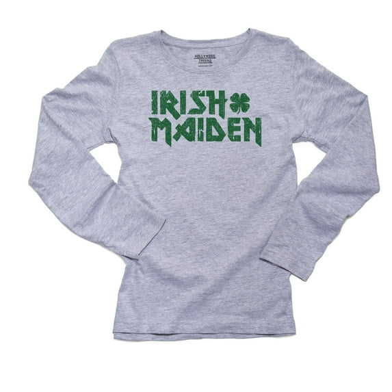 Humoros Irish Maiden Great St. Patrick's Day Women's Long Sleeve Grey T-Shirt