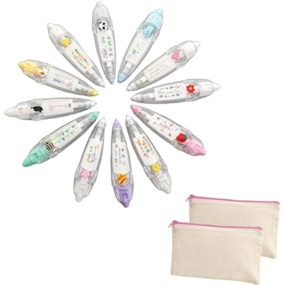 Humorouis Decorative Pens,DIY Cute Animals Press Type Decorative Pen,Strategicw Cute Animal Press Type Decorative Pens for Scrapbooking,Correction Tapes for Paper Craft Decoration (12Pcs)
