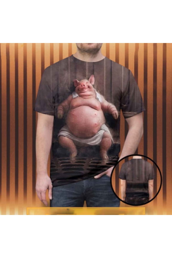 Humorous 3D Temu Pig Shirt, Fun Animal Lover Fashion Graphic Tee