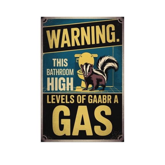 Humorous Bathroom Wall Decor Skunk Warning Sign Retro Gas Levels Poster Print Poster