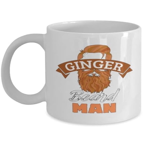 Beard Enthusiast 11 oz Coffee Mug - Ginger Beard Man Design White Ceramic Gift