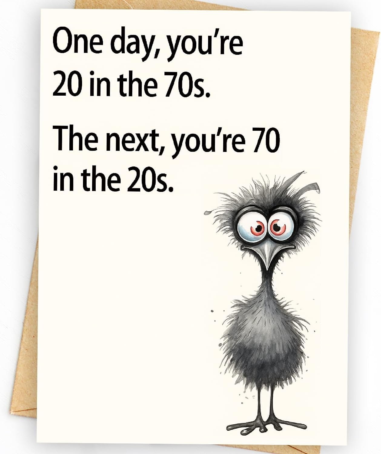 Humurius Humorous Birthday Card – “One Day You're 20 in the 70s” Funny Design ...
