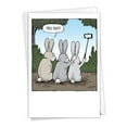 thumbnail image 1 of Humorous Birthday Greeting Card with 5 x 7 Inch Envelope - Bunny Selfies - Rabbits Taking Cellphone Picture, 1 of 3