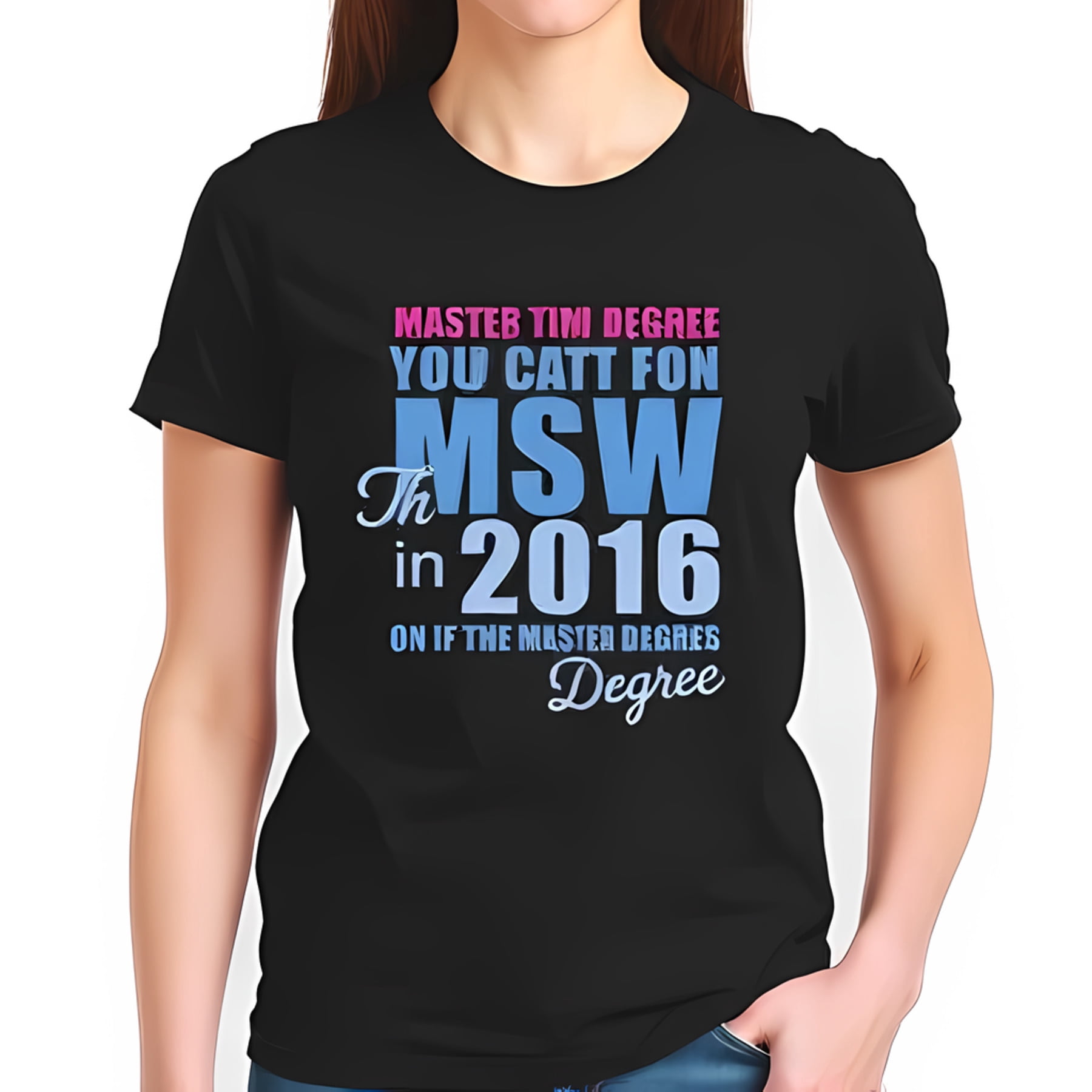 Humorous Black Cotton Short Sleeve T-Shirt with Playful Graduation ...