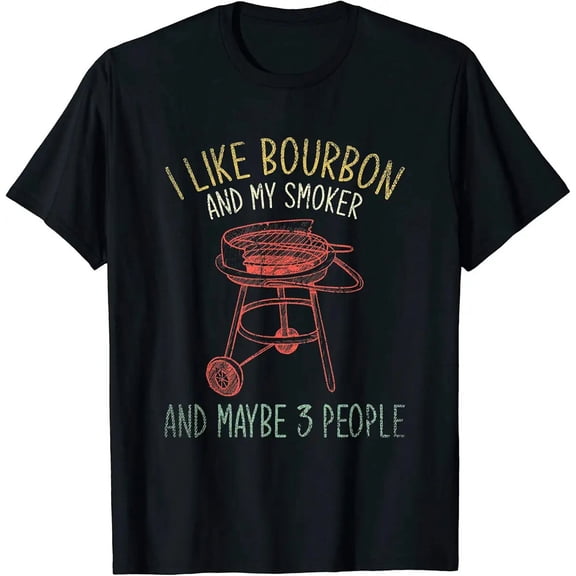 Humorous Bourbon BBQ Meat Lover Outdoor Chef Barbecue Grill Unisex T-Shirt, S - 5XL