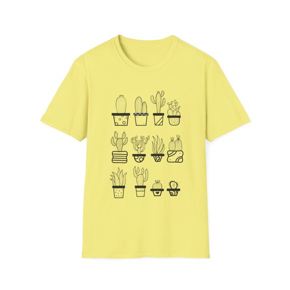 Humorous Cactuses Enthusiasts Cactus Illustration Vintage Novelty Succulents Devotee Gardening Graphic Funny Unisex Softstyle T-Shirt