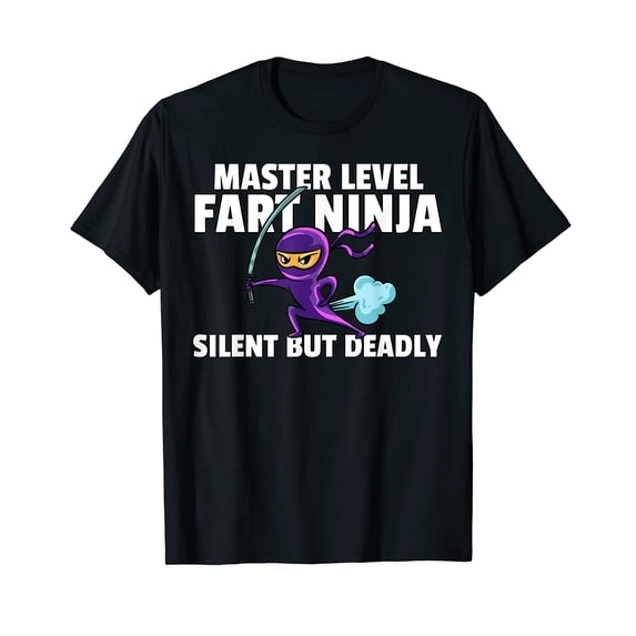 Humorous Cartoon Ninja T-Shirt for Farting Fun and Laughter