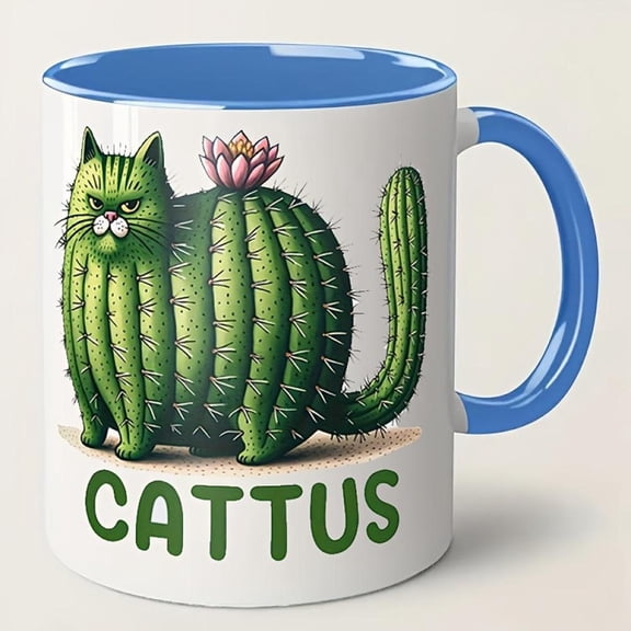 Humorous Ceramic Cactus Ceramic 11oz 330ml Coffee Design Cactus Humorous Friends Parents Boys Girls Family Vacation Decorative Cactus Coffee Beverage