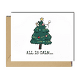 thumbnail image 1 of Humorous Christmas Card for Cat Lovers – "All is Calm" Cat in Christmas Tree Design – Envelope Included, Blank Inside – Perfect Holiday Greeting Card for Friends and Family, 1 of 2