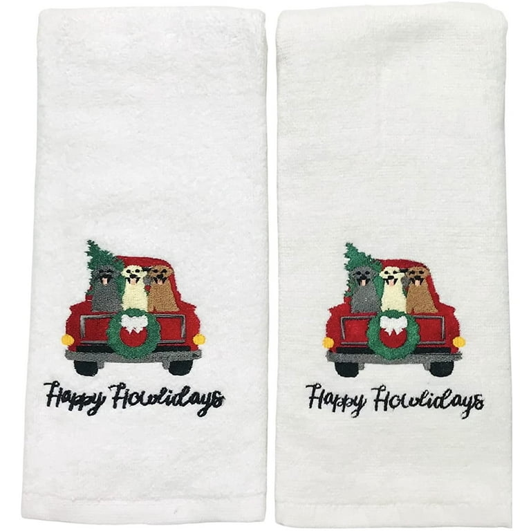 Humorous Christmas Pets Towel Set: Bathroom Hand Towels