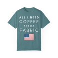 thumbnail image 1 of Humorous Coffee And My Fabric Puns Sayings Hilarious Cross Stitching Gags Men Women Unisex Garment-Dyed T-shirt, 1 of 4