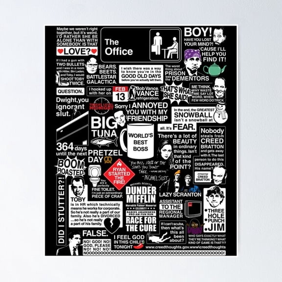 Humorous Corporate Workplace Television Show Quotes Collage Wall Art Office Decor, Unframed Poster