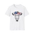 thumbnail image 1 of Humorous Cow Bandana Sarcastic Illustration Pun Mockeries Hilarious USA Flag Bandanas Enthusiasts Graphic Unisex Softstyle T-Shirt, 1 of 4