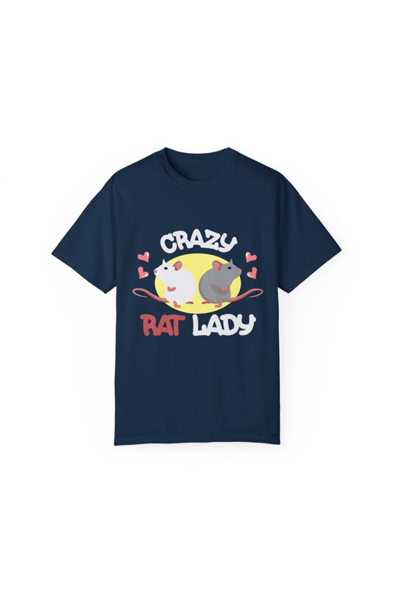 Humorous Crazy Rat Lady Moles Illustration Hilarious Roborovski Graphic Men Womens Unisex Garment-Dyed T-shirt