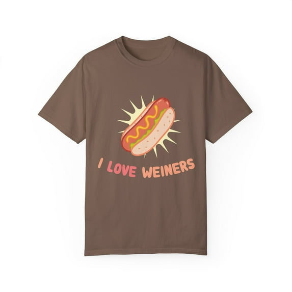 Humorous Daschund Dog Owner Humor Funny Love Weiners Smoked Sausage Graphic Men Women Unisex Garment-Dyed T-shirt