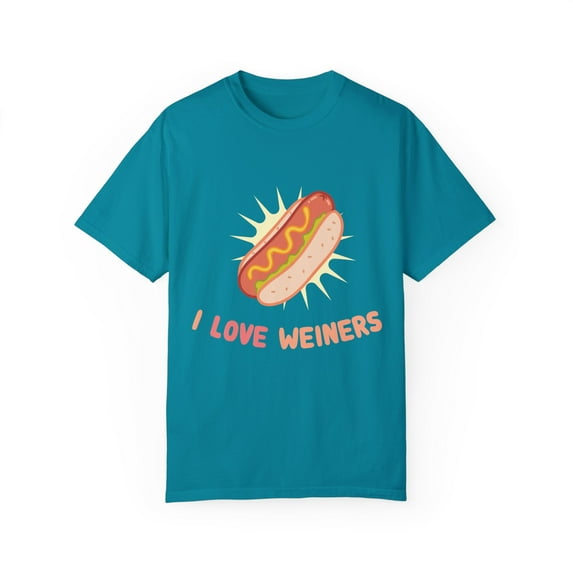 Humorous Daschund Dog Owner Humor Funny Love Weiners Smoked Sausage Graphic Men Women Unisex Garment-Dyed T-shirt