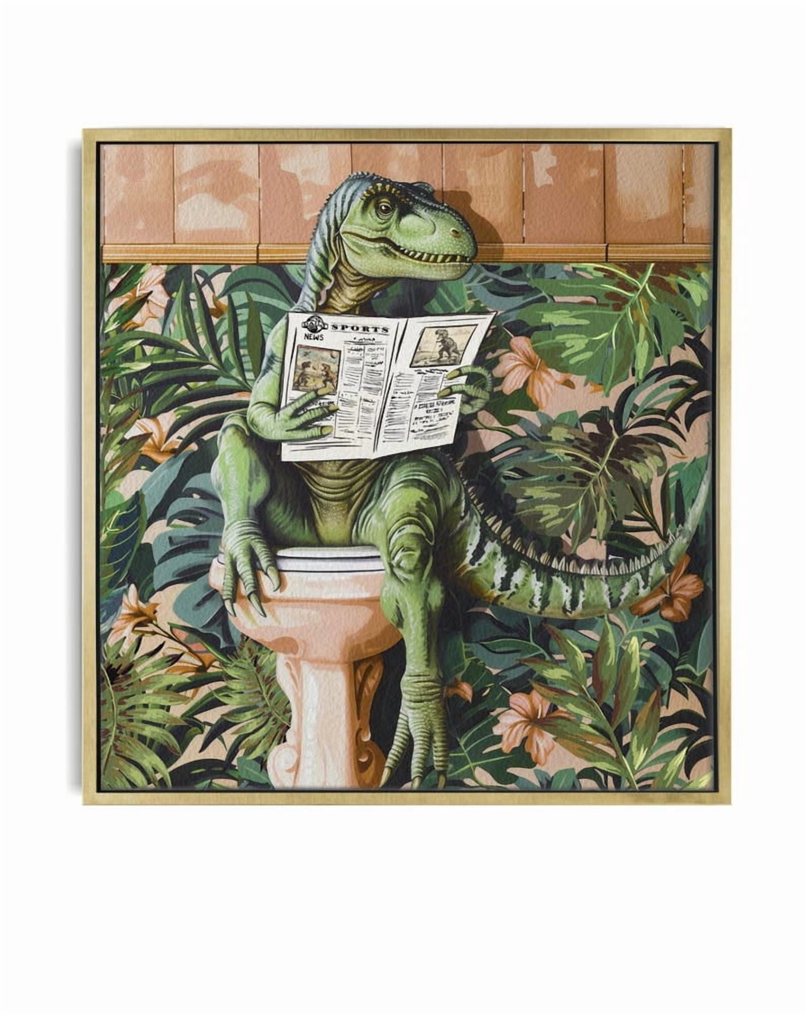 Humorous Dinosaur Bathroom Boys Room poster Wall Art Decor 16x24 UNFRAMED