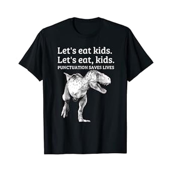 Humorous Dinosaur Punctuation T-Shirt - Celebrate Grammar with a Fun ...