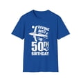 thumbnail image 1 of Humorous Diving Into My 50th Birthday Parachuting Enthusiast Novelty Skydive Skydivers Adventurous Leisure Fan Unisex Softstyle T-Shirt, 1 of 4