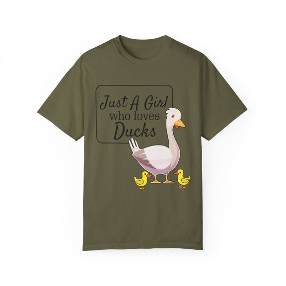 Humorous Duck Animals Cute Chicken Gift	Funny Just A Girl Who Loves Ducks Graphic Men Women Unisex Garment-Dyed T-shirt