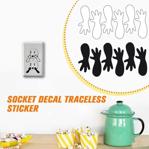 Humorous Duplex Wall Plate Cover Decal for Home Socket Decoration Funny Arm and Hand Design Prank Sticker 12PCS