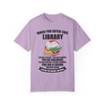 thumbnail image 1 of Humorous Enter This Library Bookworm Librarian Enthusiast Novelty Books Collection Bookcase Bookstore Lover Unisex Garment-Dyed T-shirt, 1 of 4