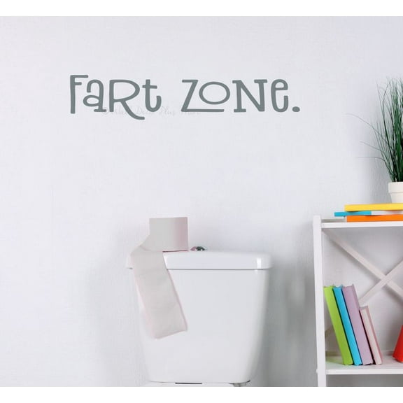 Humorous Fart Zone Bathroom Wall Sticker Quote - Die-Cut Vinyl Wall Art Lettering for Bathroom - Matte Vinyl Wall Decal Sayings for Wall Décor 23x4.5- Inch Storm Gray