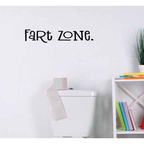 Humorous Fart Zone Bathroom Wall Sticker Quote - Die-Cut Vinyl Wall Art Lettering for Bathroom - Matte Vinyl Wall Decal Sayings for Wall Décor 18x3.5- Inch Black
