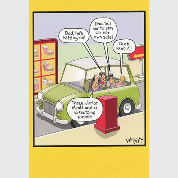 Nobleworks Restaurant Drive Thru: Junior Meals and a Vasectomy Funny / Humorous Father's Day Card