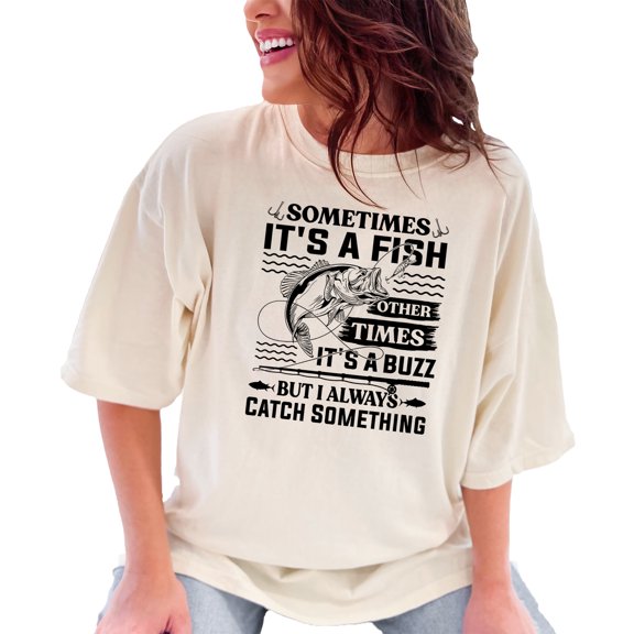 Humorous Fishing Adventure Catching a Fish, Ivory Comfort Colors T-Shirt, 3XL