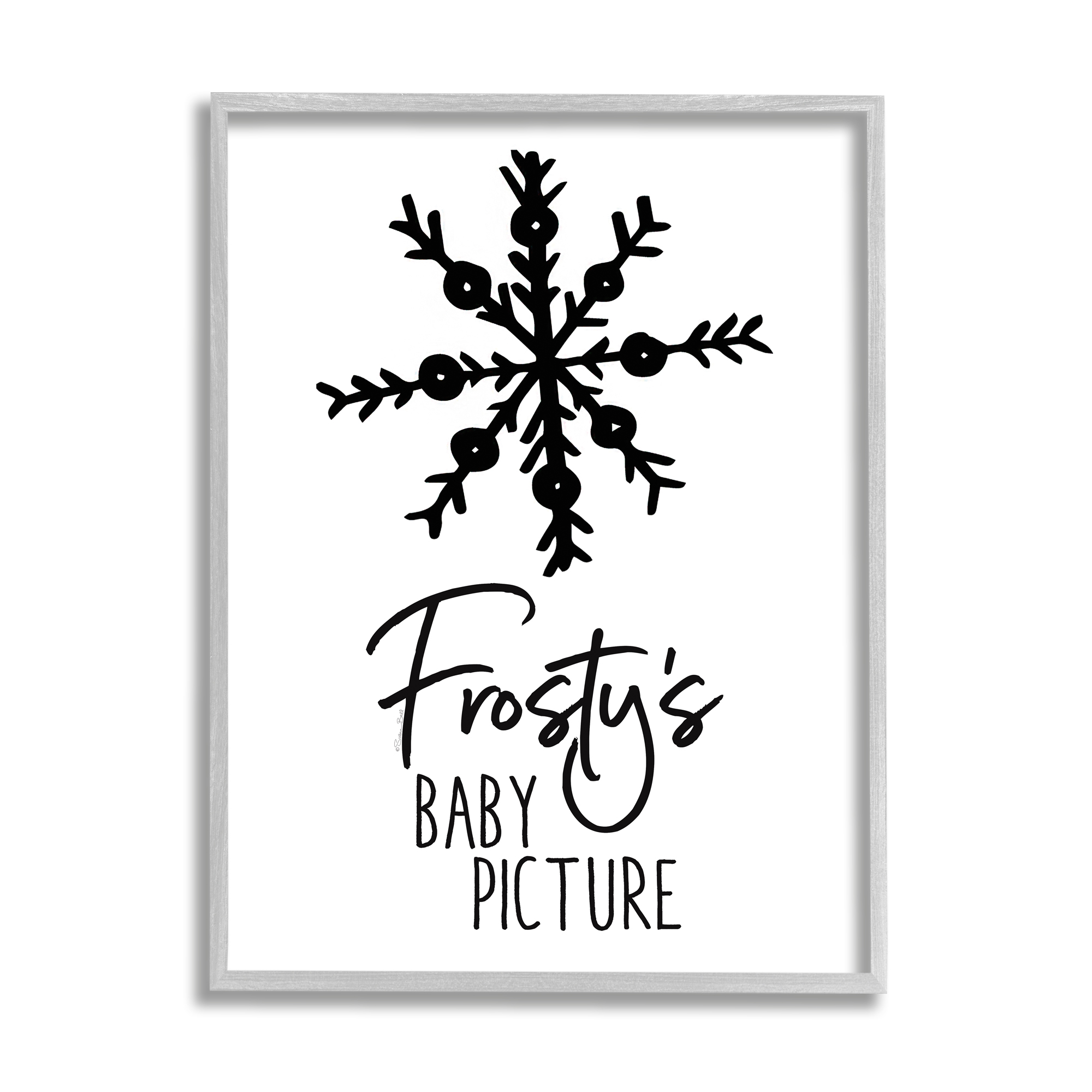 Humorous Frosty Snowman Snowflake Drawing Typography Holiday Graphic Art Framed Art Print Wall Art