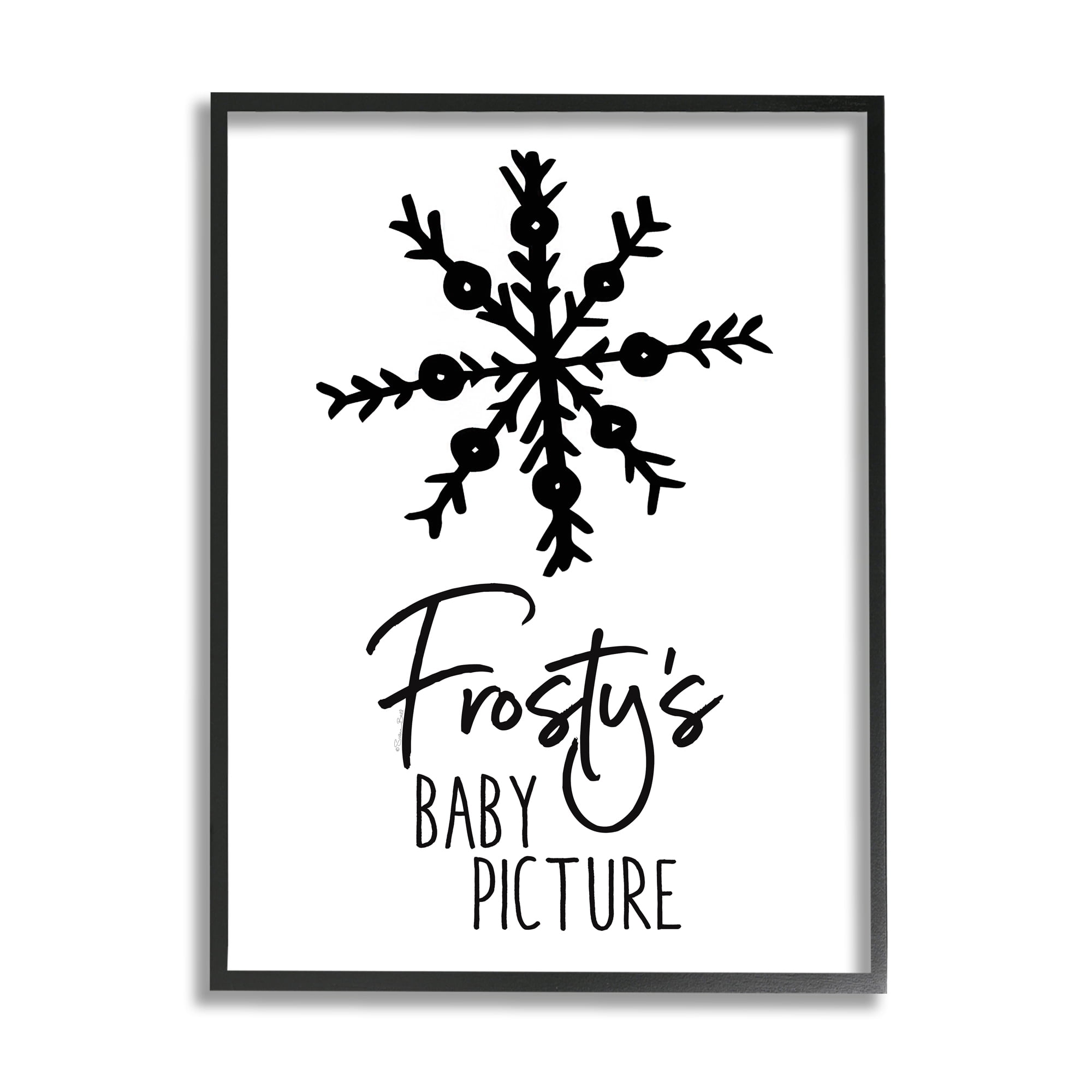 Humorous Frosty Snowman Snowflake Drawing Typography Holiday Graphic Art Framed Art Print Wall Art