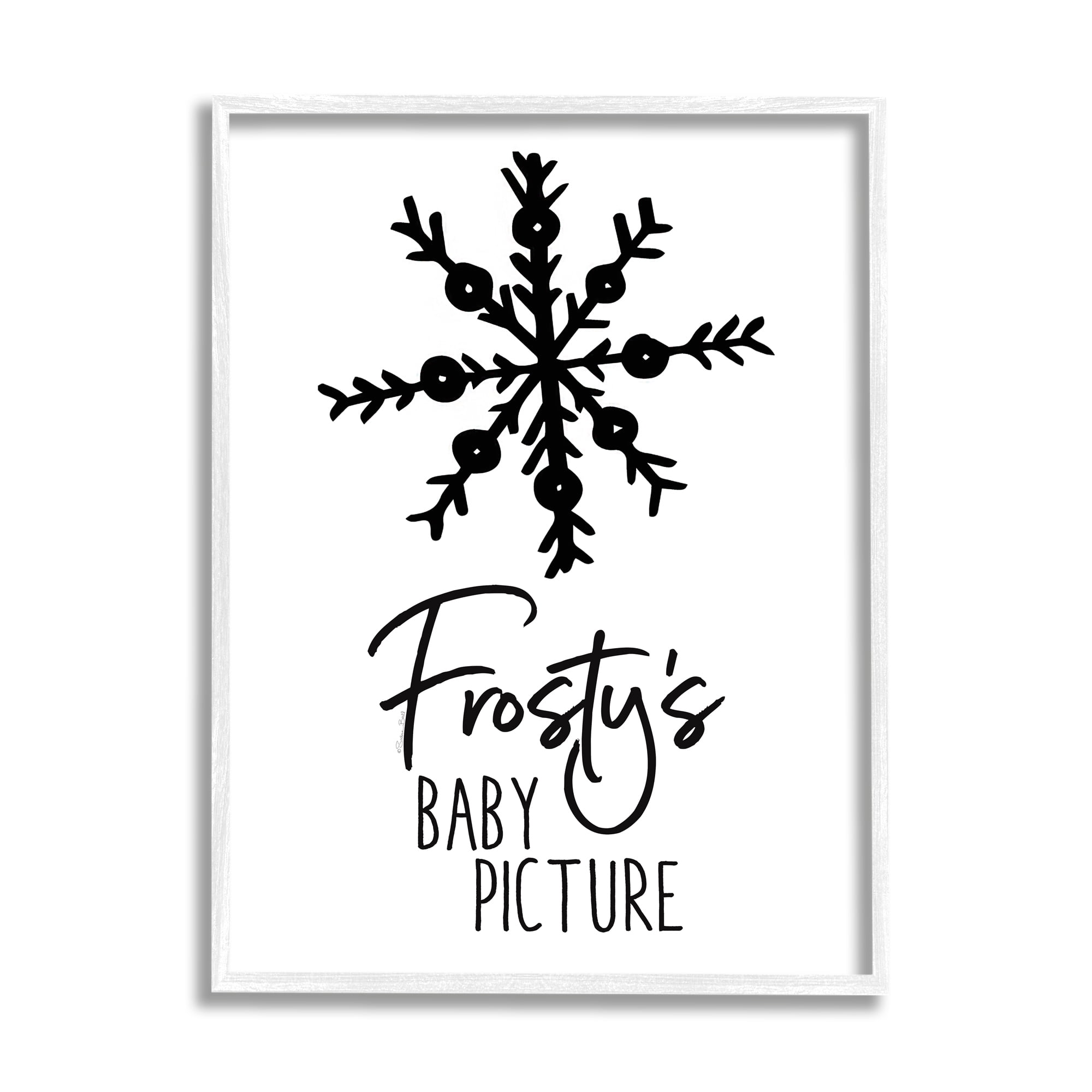 Humorous Frosty Snowman Snowflake Drawing Typography Holiday Graphic Art Framed Art Print Wall Art