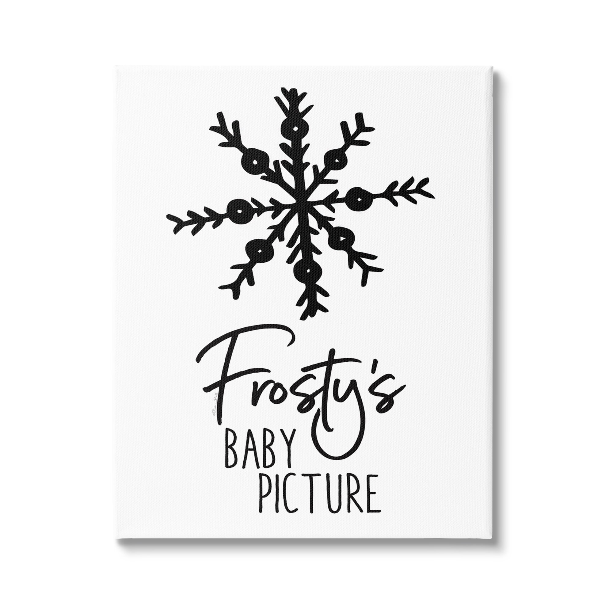 Humorous Frosty Snowman Snowflake Drawing Typography Holiday Graphic Art Gallery-Wrapped Canvas Print Wall Art