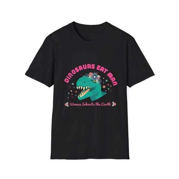 Humorous Funny Dinosaurs Eat Man Funny Retro Outdoor Adventures Dinosaurs Unisex Softstyle T-Shirt