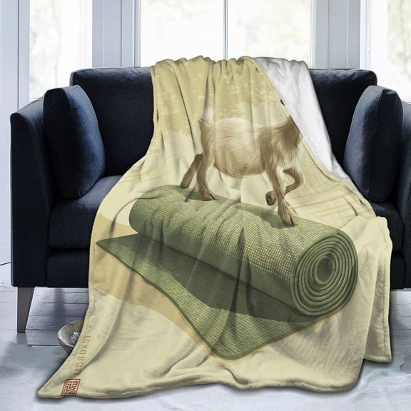 Humorous Goat Yoga Throw Blanket, Namaste Farm Animal Art for Fitness Enthusiasts & Yoga Lovers 50x40
