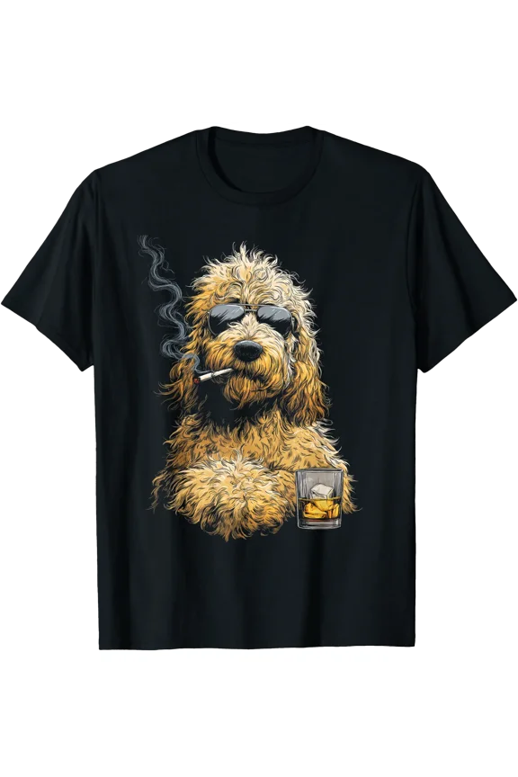 Humorous Goldendoodle Dog in Sunglasses T-Shirt - Funny Doodle Pet Lover Gift