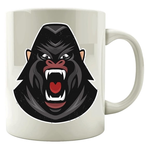 Gorilla 11 oz Coffee Mug - Yelling Ape Design White Ceramic Gift
