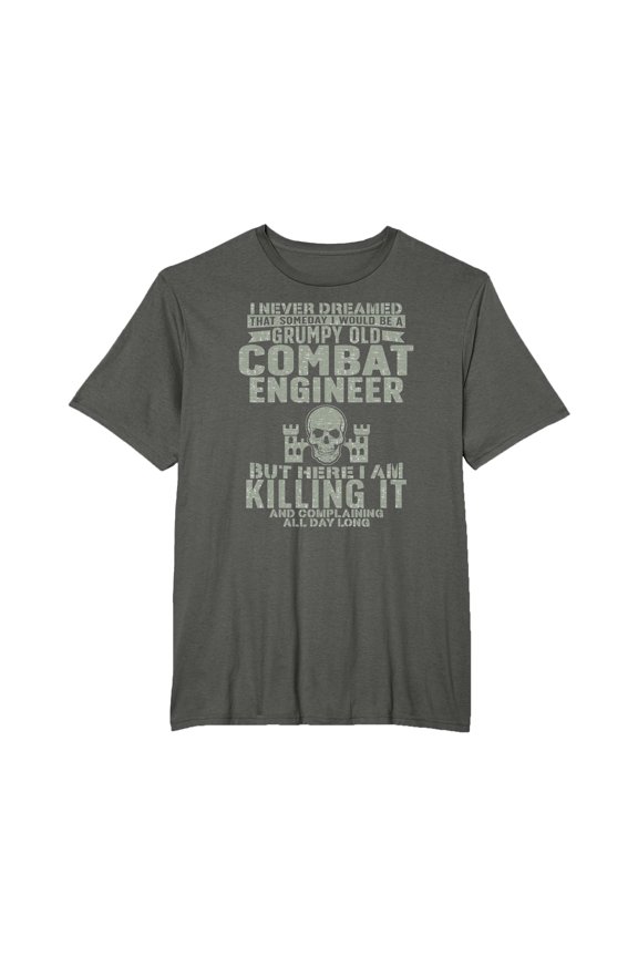 Humorous Grumpy Old Combat Engineer vintage skull Graphic T-Shirt - Comfort Colors for Ultimate Comfort
