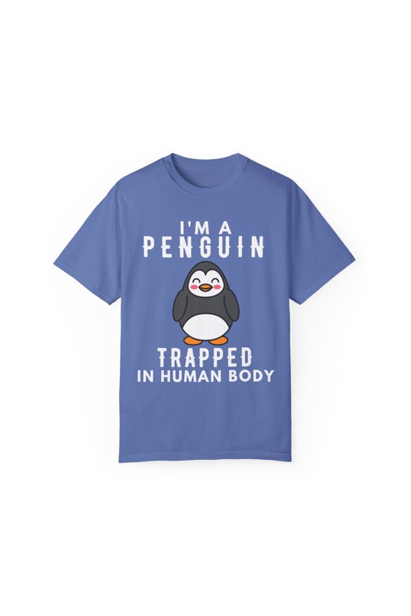 Humorous I'm A Penguins Trapped Introvert Gag Gift | Funny Loners Pun Birds Graphic Men Women Unisex Garment-Dyed T-shirt
