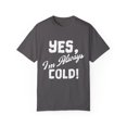 thumbnail image 1 of Humorous I'm Always Cold Shivery Introvert Hilarious Chilly Loners Sayings Men Women Unisex Garment-Dyed T-shirt, 1 of 4