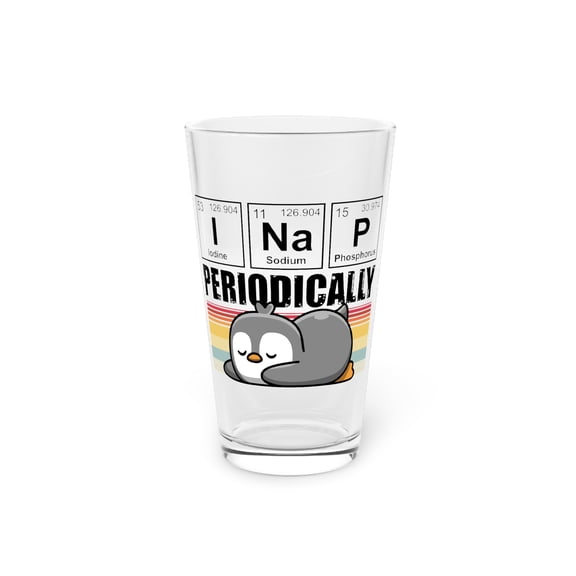 Humorous Introverts Sleeping Enthusiasts Graphic Mockeries Novelty Periodically Napping Penguins Illustration Pint Glass, 16oz