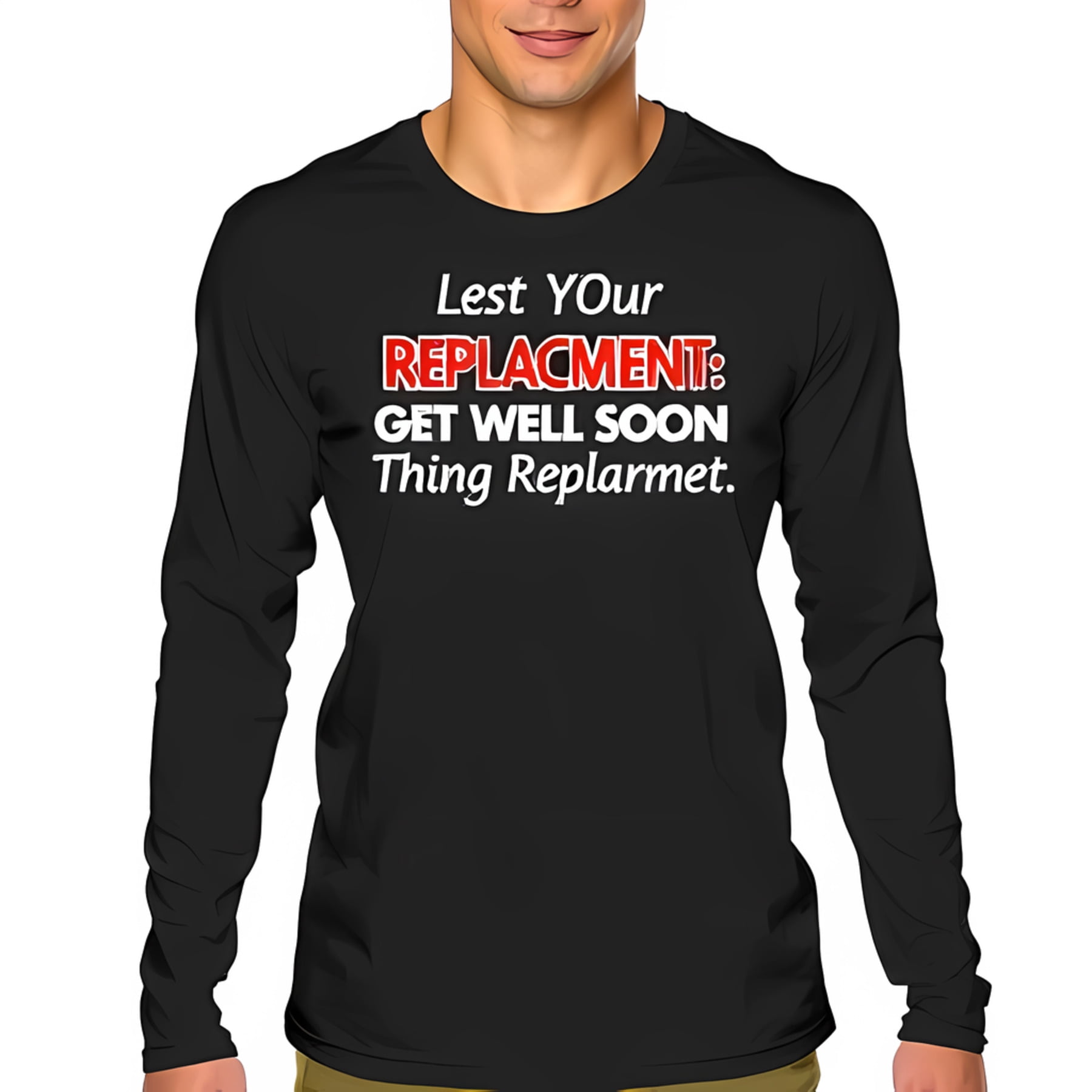 Humorous Long Sleeve T-Shirt with Playful Graphic Print - 