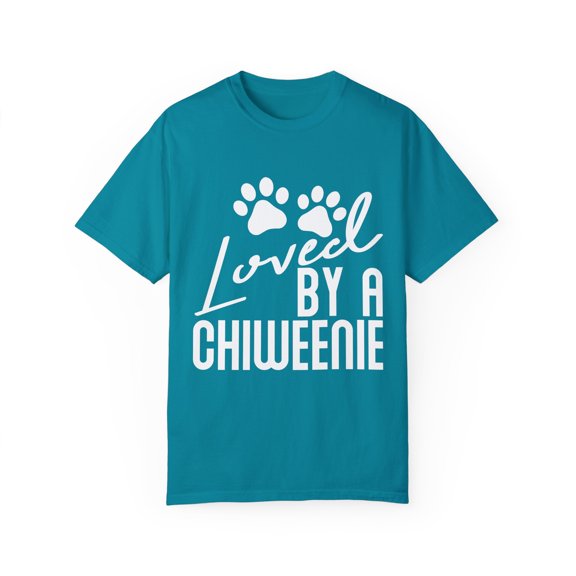 Humorous Loved By A Chiweenie Dog Lover Funny Mixed Breeds Enthusiast Men Women Unisex Garment-Dyed T-shirt