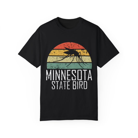 Humorous Minnesota State Mosquitoes Graphic Gift | Vintage Camping Insects Jokes Men Women Unisex Garment-Dyed T-shirt
