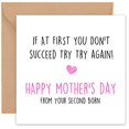 thumbnail image 1 of Humorous Mother's Day Card – "If at First You Don't Succeed, Try Try Again!" – Blank Inside with Envelope – Perfect for Second Born Gifts, 1 of 2