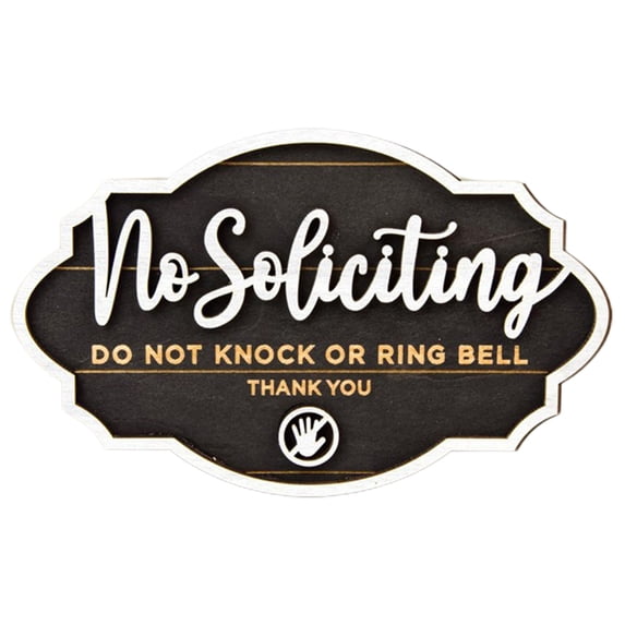Humorous No Soliciting Sign, Wooden Do Not Disturb Sign for Front Door, Wall Mounted Please Do Not Knock Sign for House, Office, Home Decor Black