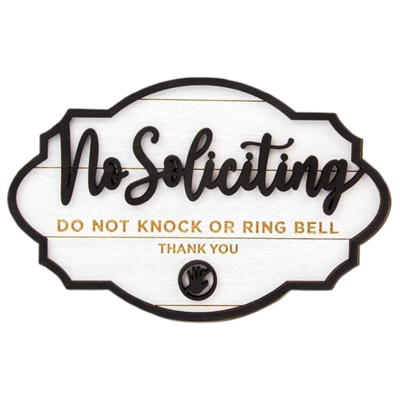Humorous No Soliciting Sign, Wooden Do Not Disturb Sign for Front Door, Wall Mounted Please Do Not Knock Sign for House, Office, Home Decor White