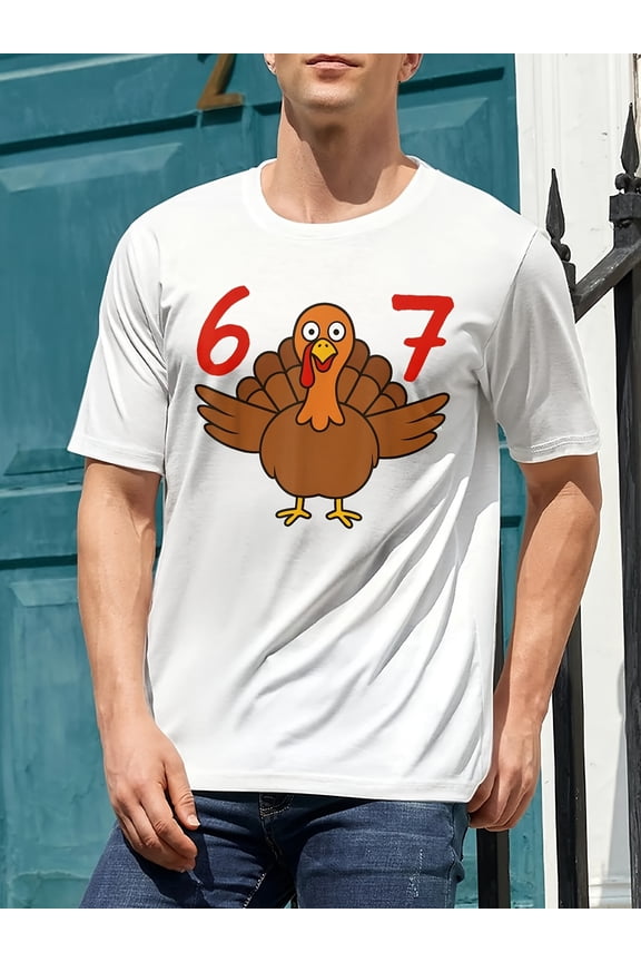 Humorous Number 67 Meme T-Shirt - Large Size 67 Number Print, Casual Round Neck Short Sleeve Shirt, Comfortable Street Style Top, Trendy Everyday Outfit with a Playful Twist, 67 Apparel Bestsellers,