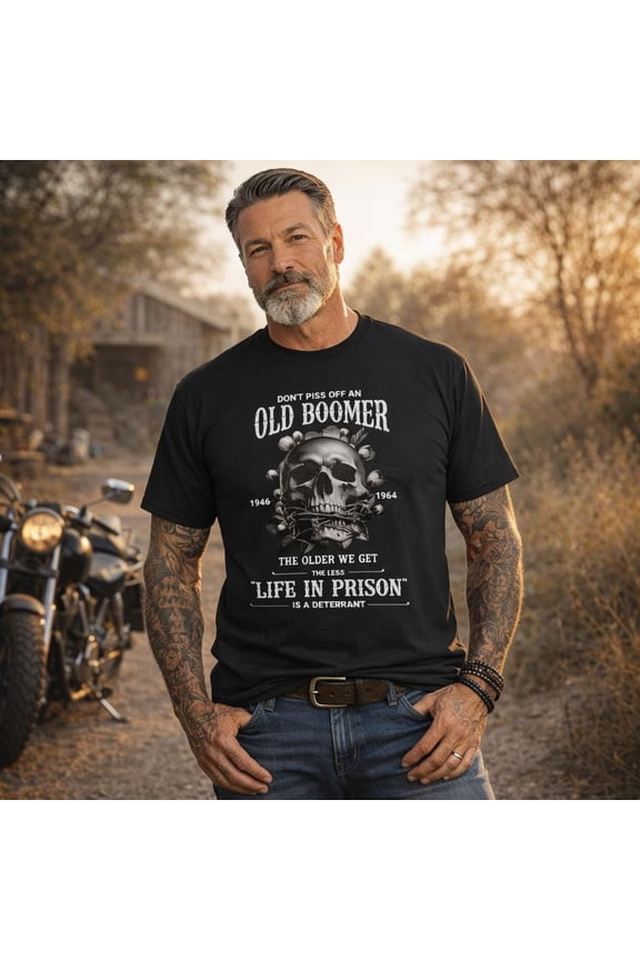 Humorous Old Boomer vintage skull Graphic T-Shirt for Rugged Dad or Grandpa Gift
